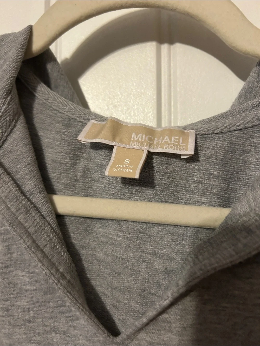 Michael Kors Light Gray Hooded V-Neck Pullover